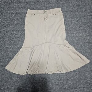 Vintage Y2K Jolt Khaki Mermaid Flare Midi Skirt Size 5